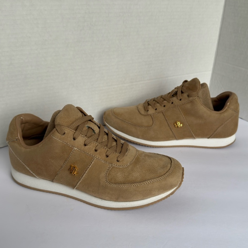 Lauren Ralph Lauren Women's CANONBURY II Tan Faux Suede Athletic Shoes Size 7